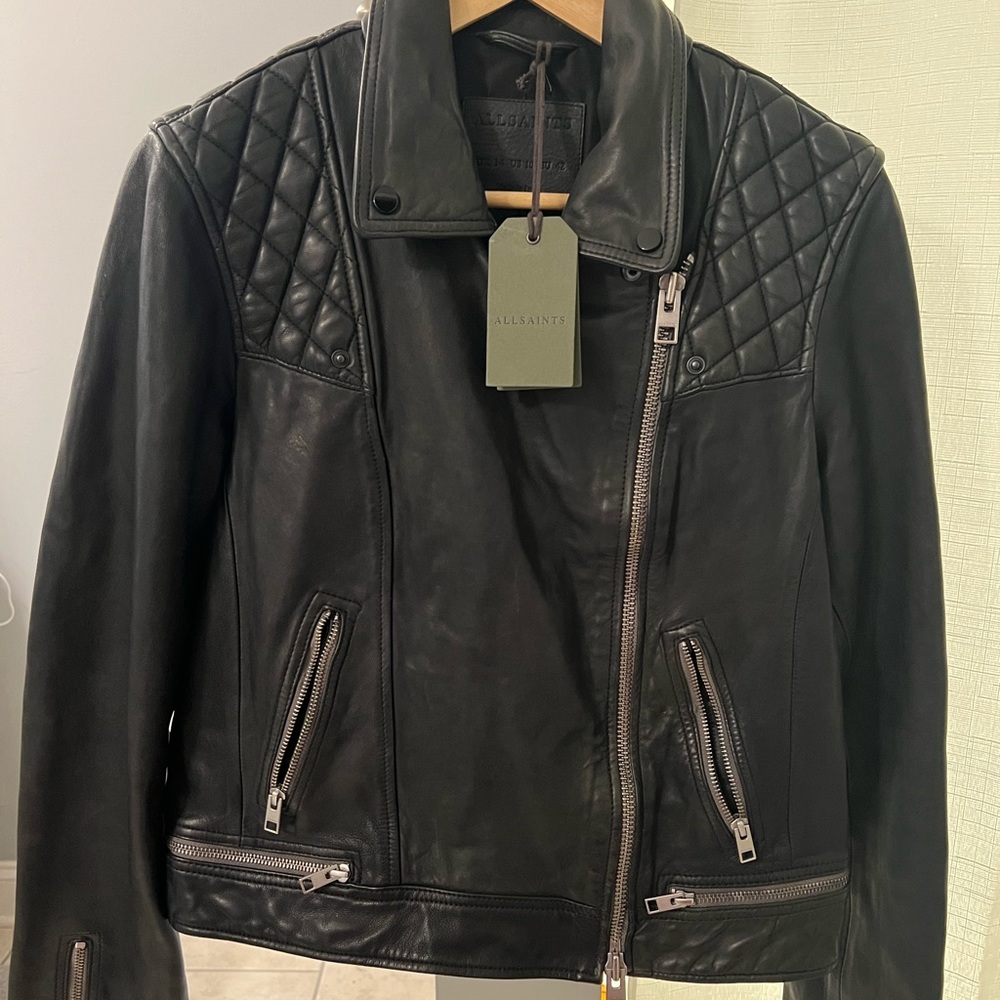 NWT AllSaints Leather Moto Jacket. Women’s Size 10